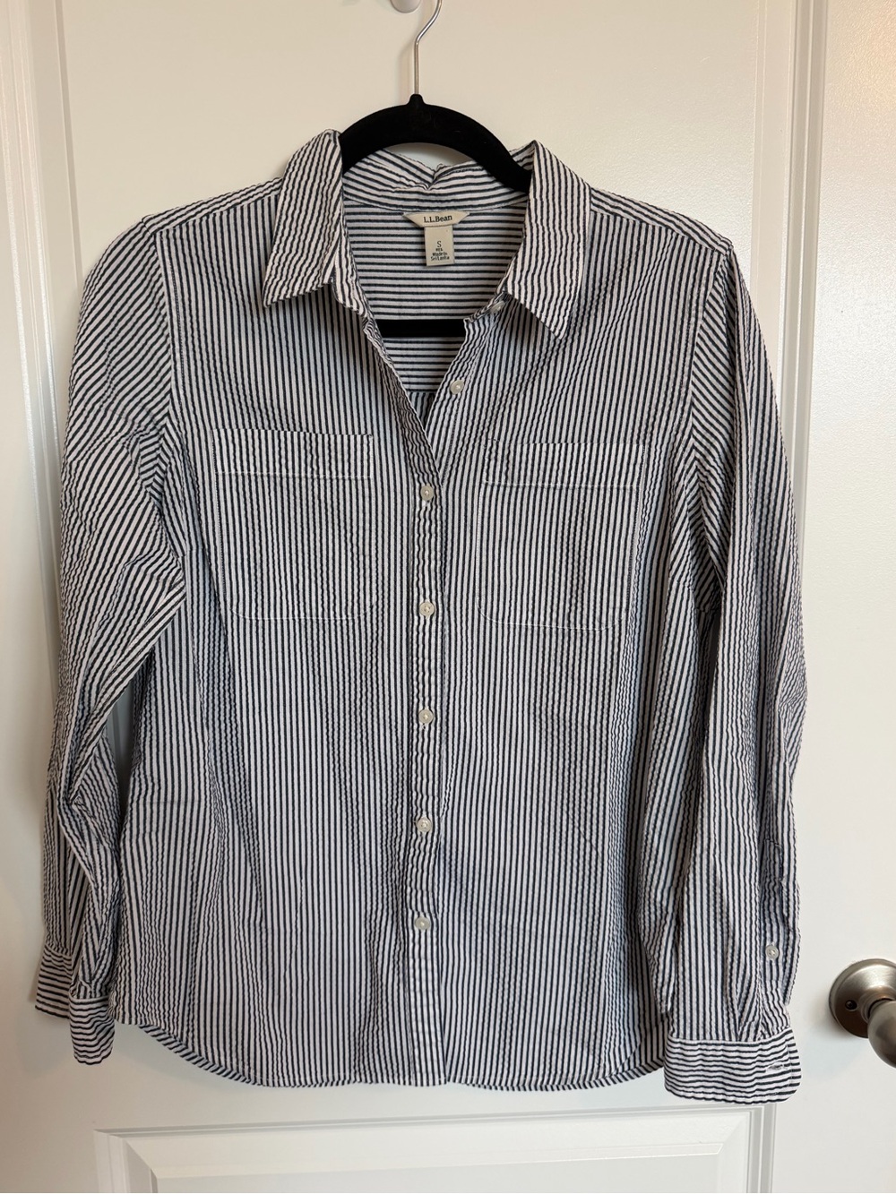 L.L. Bean 100% Cotton Striped Button Up Small